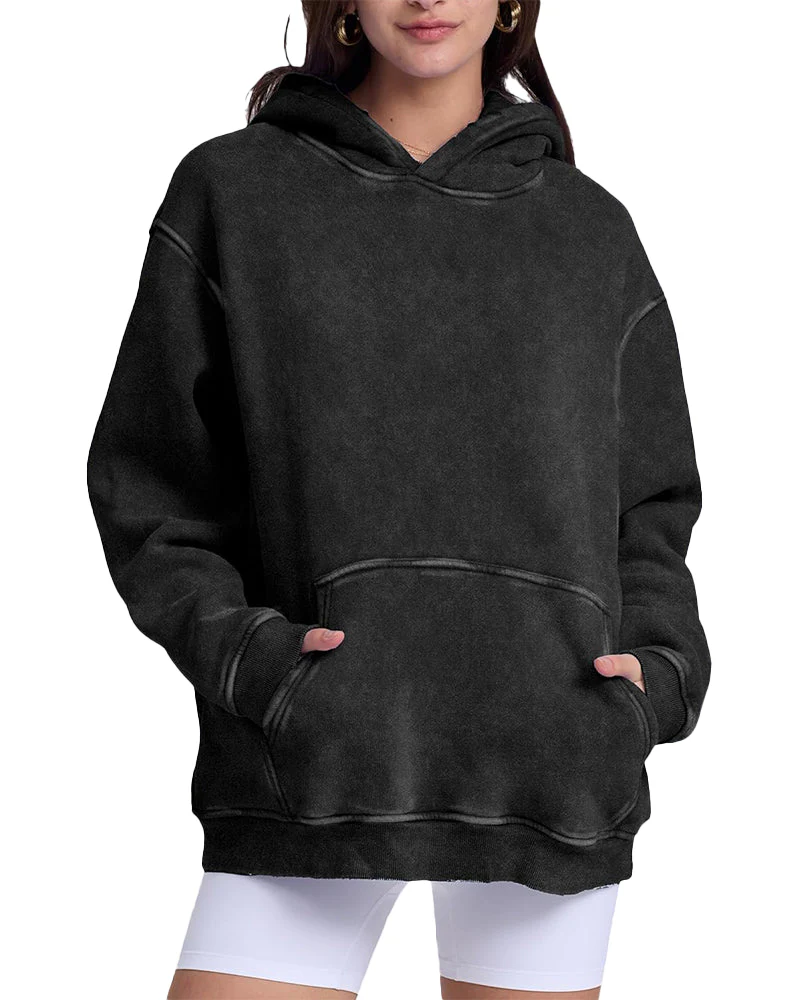 Oversized Unisex Acid Wash Hoodie Pullover - Image 10