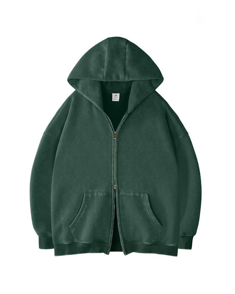 Oversized Unisex Acid Wash Zip Hoodie - Image 24