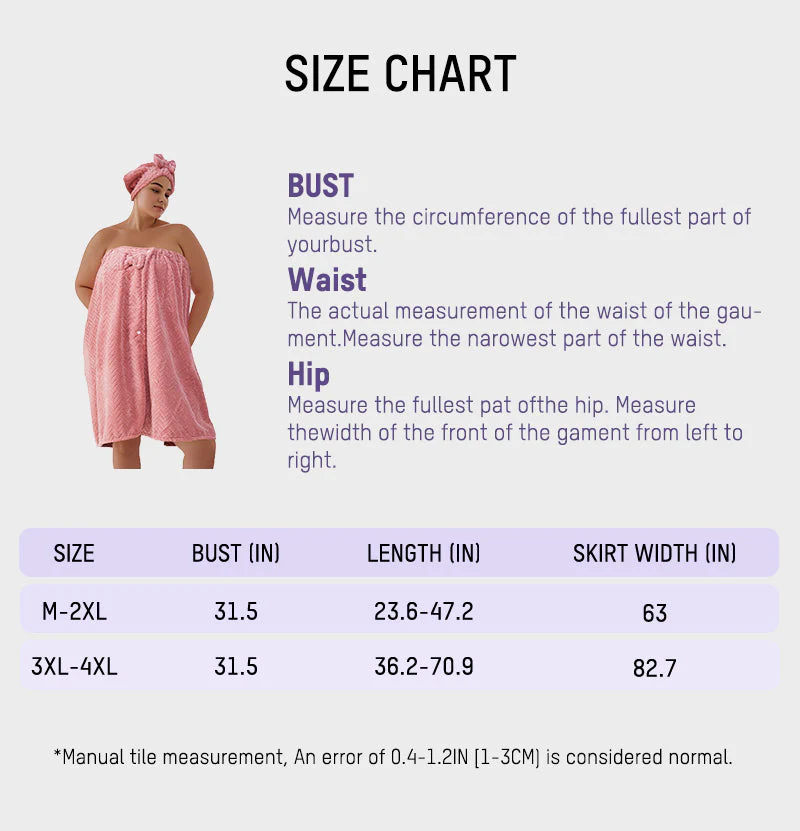 Plus Size Adjustable Bath Skirt & Quick-Dry Cap Set - Image 7