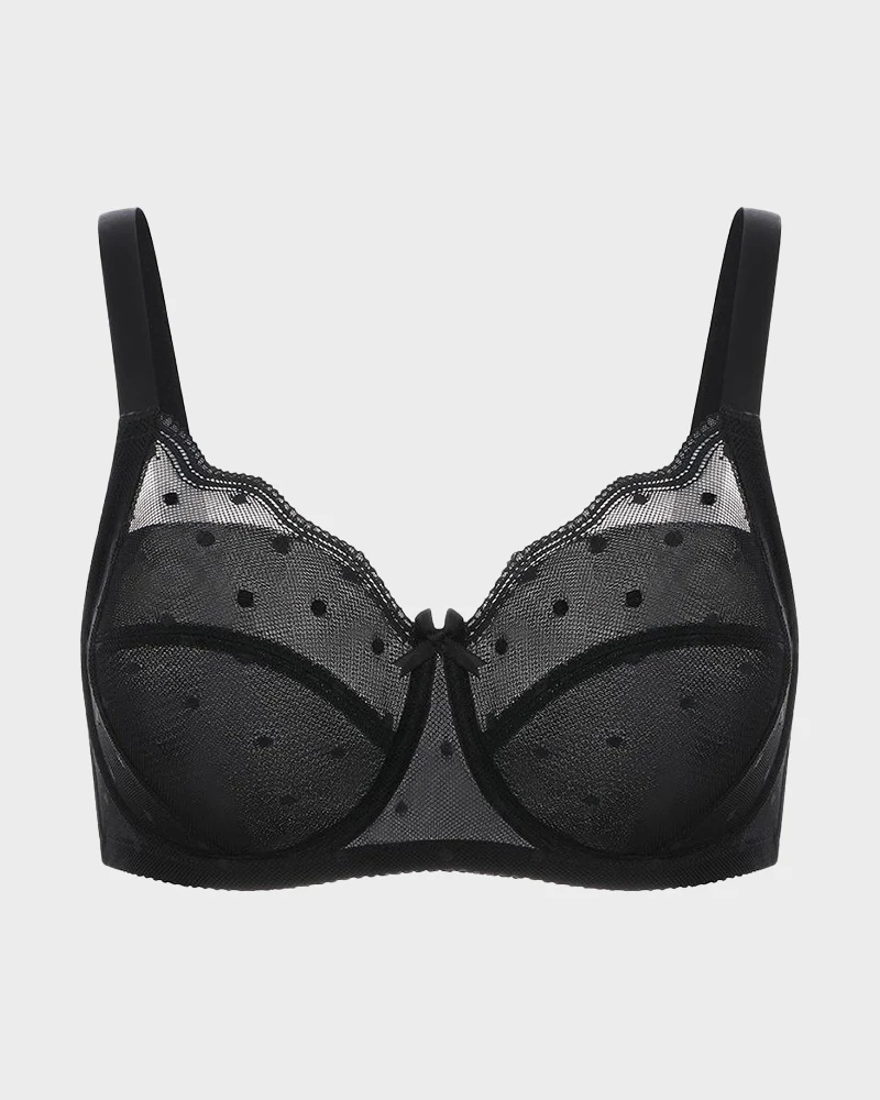 Polka Dot Lace Full-Coverage Minimizer Bra - Image 11