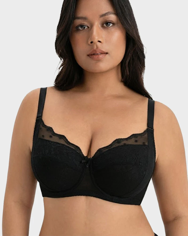 Polka Dot Lace Full-Coverage Minimizer Bra - Image 2