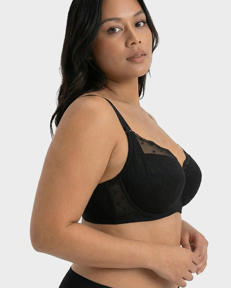 Polka Dot Lace Full-Coverage Minimizer Bra - Image 3