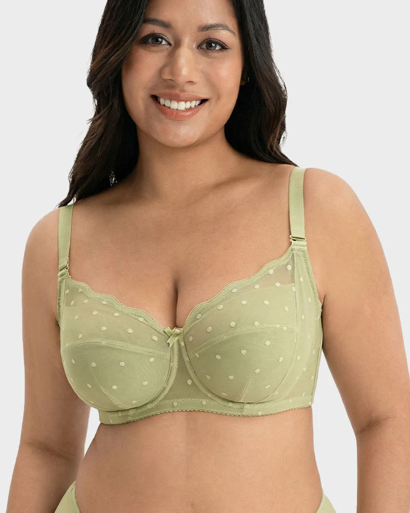 Polka Dot Lace Full-Coverage Minimizer Bra - Image 6