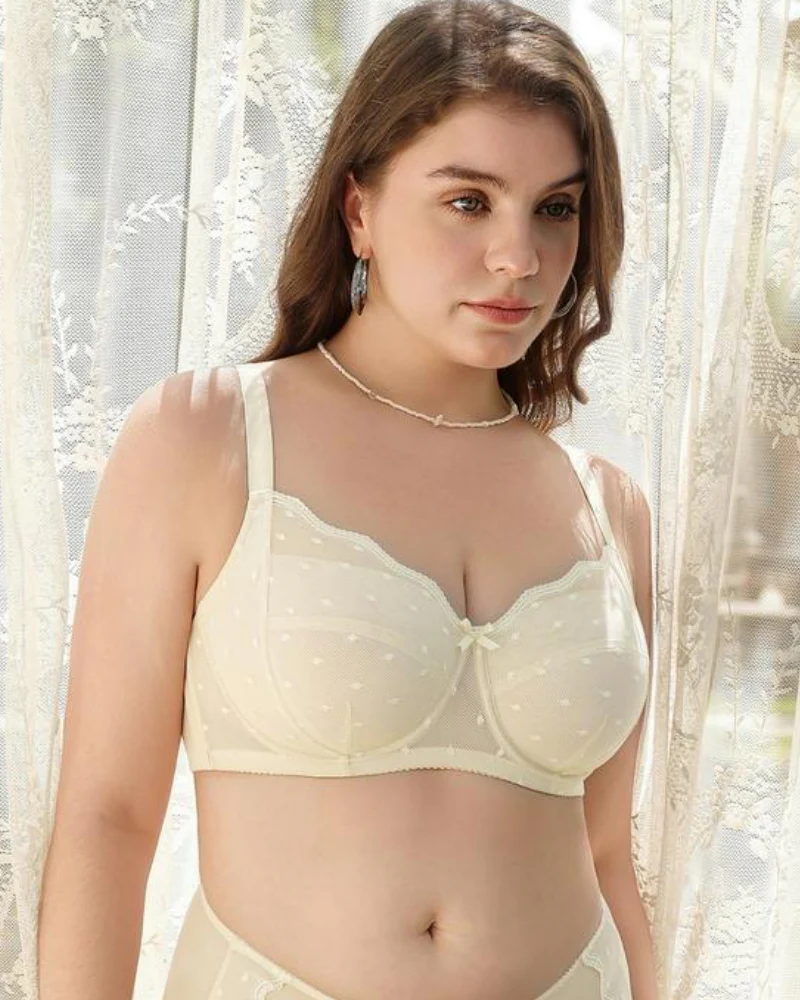 Polka Dot Lace Full-Coverage Minimizer Bra - Image 7