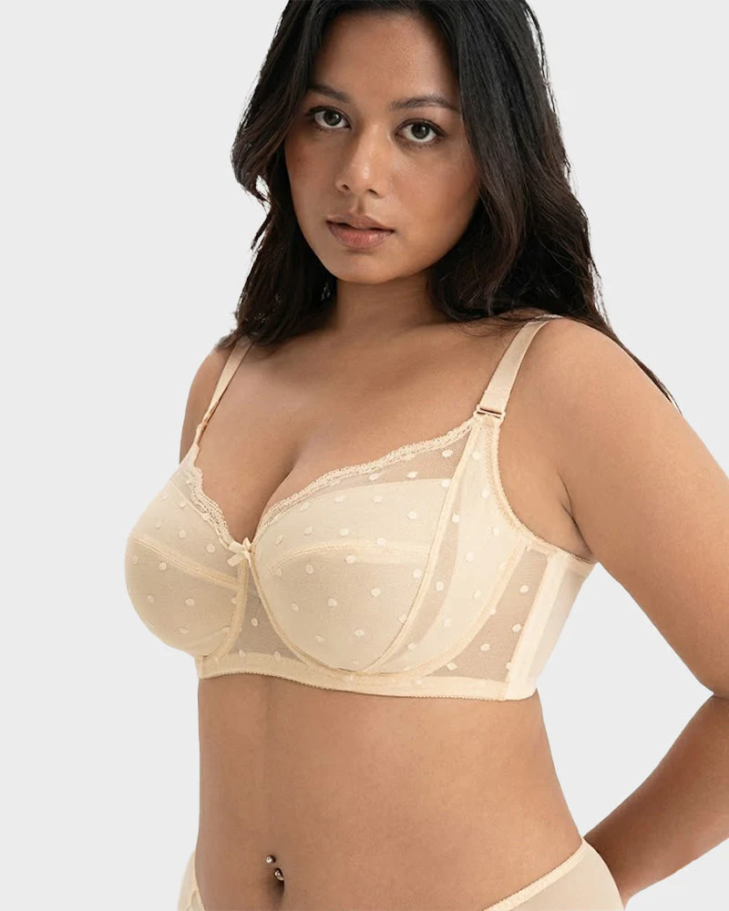Polka Dot Lace Full-Coverage Minimizer Bra - Image 8