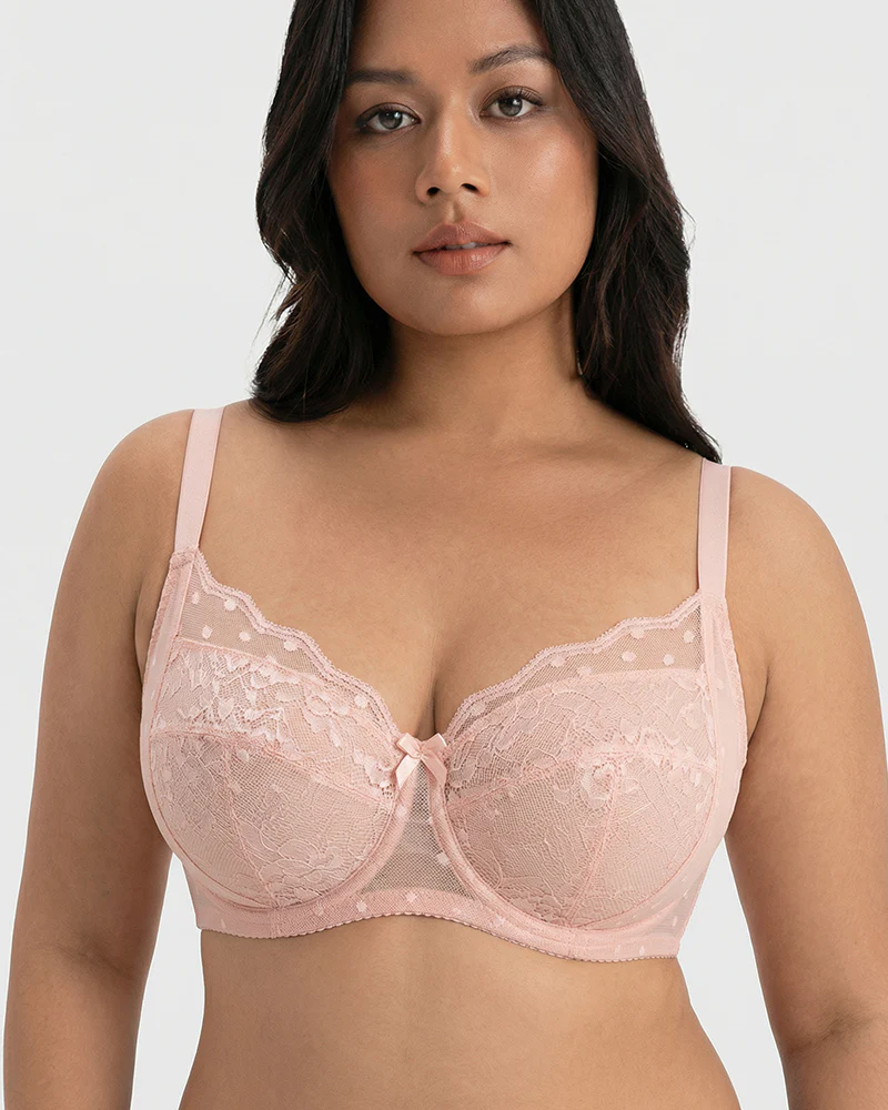 Polka Dot Lace Full-Coverage Minimizer Bra - Image 9