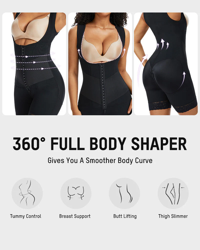 PowerMesh Double-Layer Open Bust Full Body Shaper - Image 14