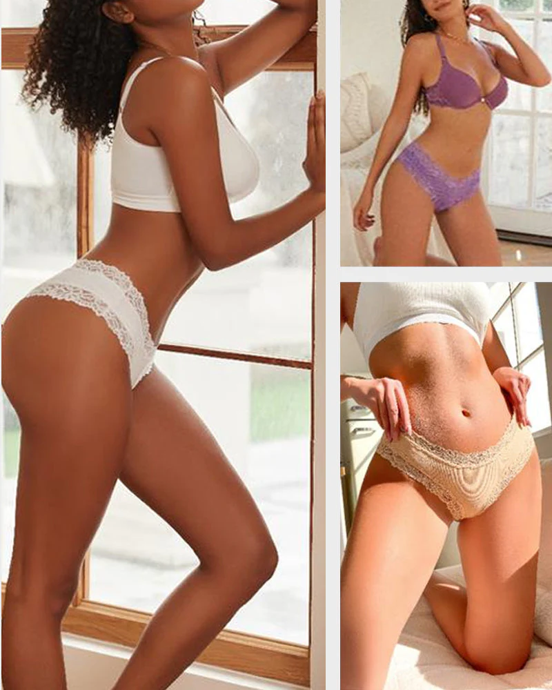 Ribbed Cotton Lace Mid-Rise Panty(9 pack） - Image 18