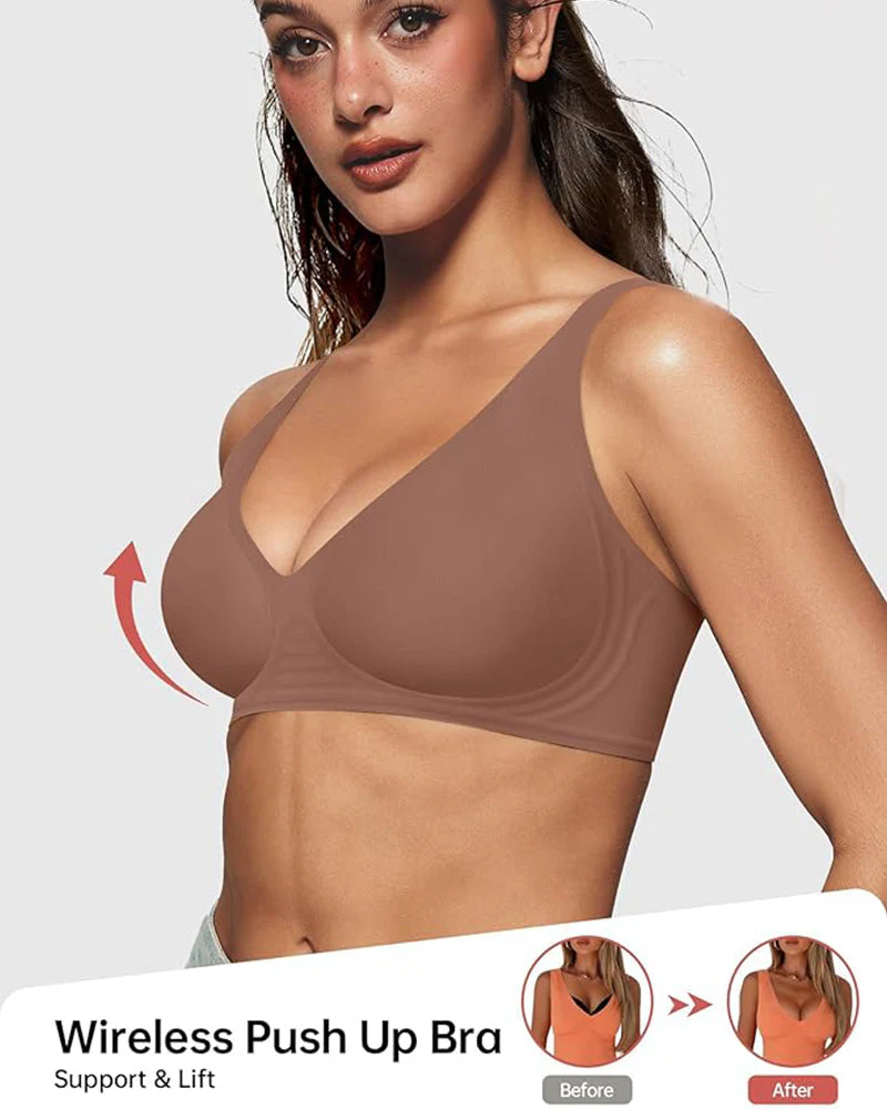 Seamless Deep V Push-Up Wireless Bra - Image 3