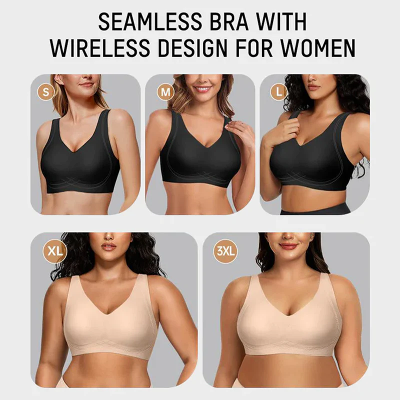 Seamless Full Coverage Wireless Push-Up Bra with Wide Straps - Image 4
