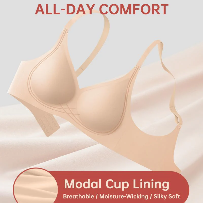 Seamless Full Coverage Wireless Push-Up Bra with Wide Straps - Image 5