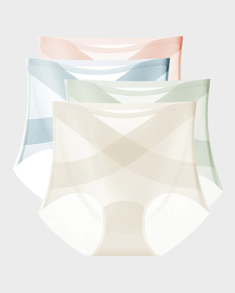Seamless Ice-Silk High-Waist Tummy Control Panties (4 Pack) - Image 15