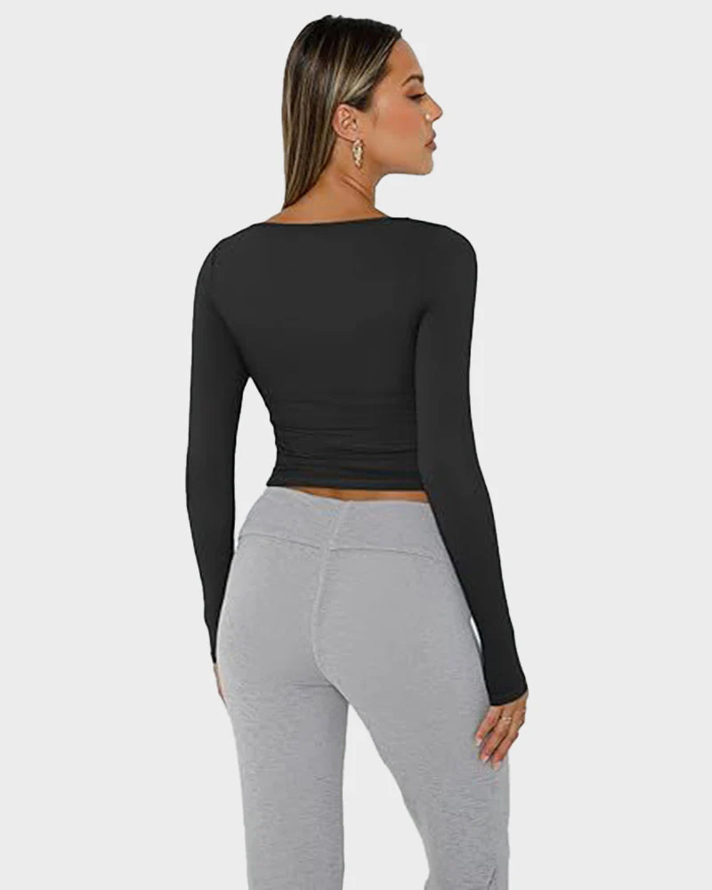 Slim-Fit Square-Neck Crop Top - Image 3