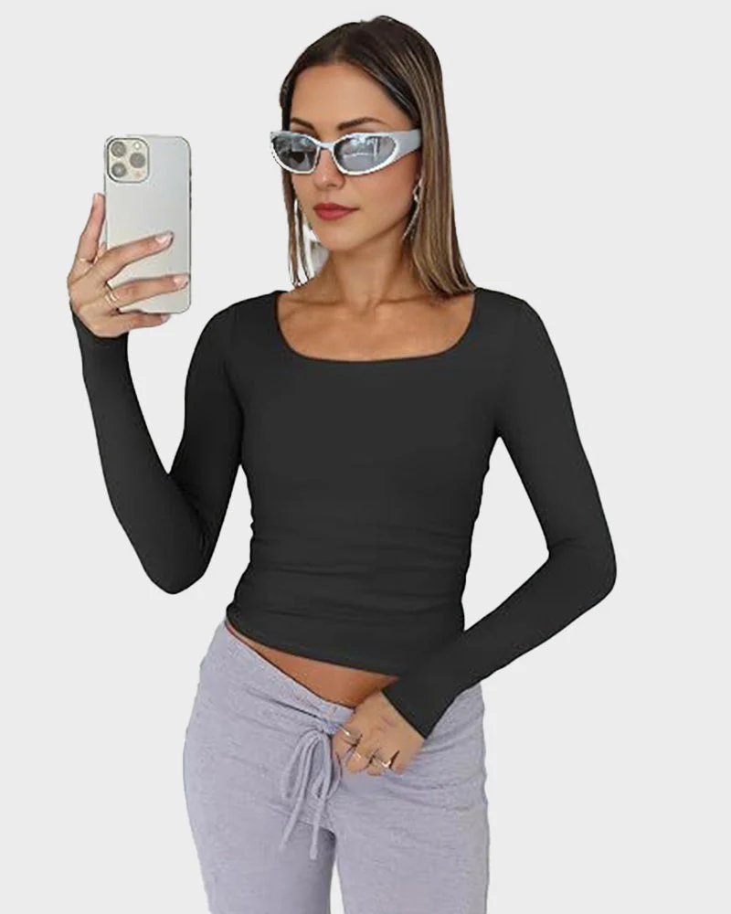 Slim-Fit Square-Neck Crop Top - Image 5