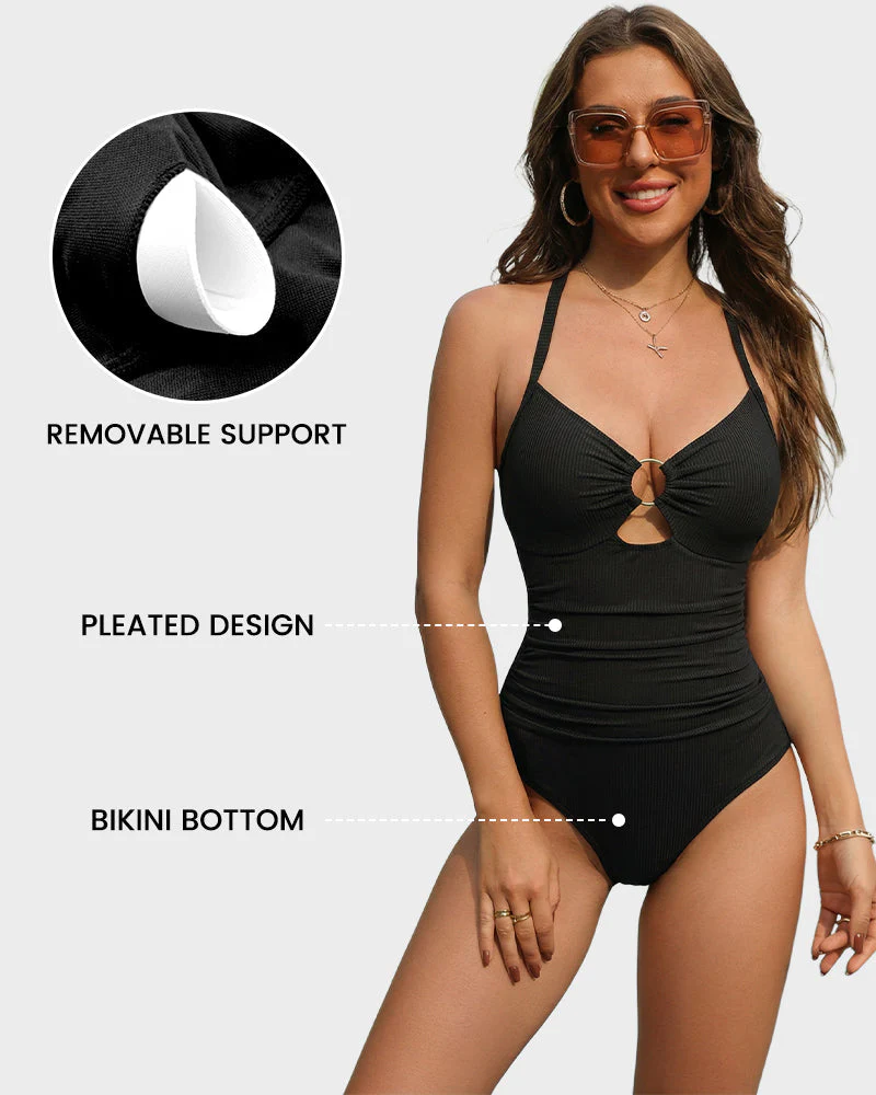Slimming Tummy Control Ruched One-Piece Swimsuit - Image 2