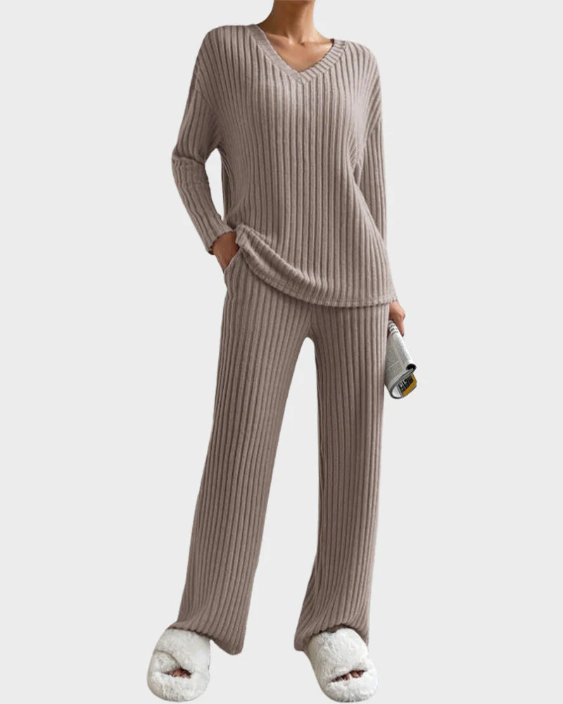 Soft V-Neck Two-Piece Lounge Set - Image 12