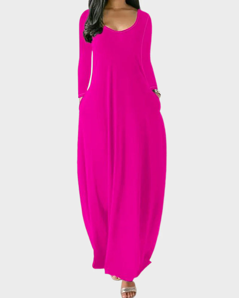 Solid Color Pocket Lounge Dress - Image 4