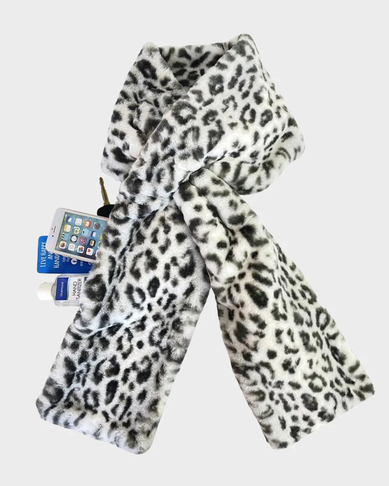 Faux Fur Pull-Through Scarf with Zipper Pocket - Image 3
