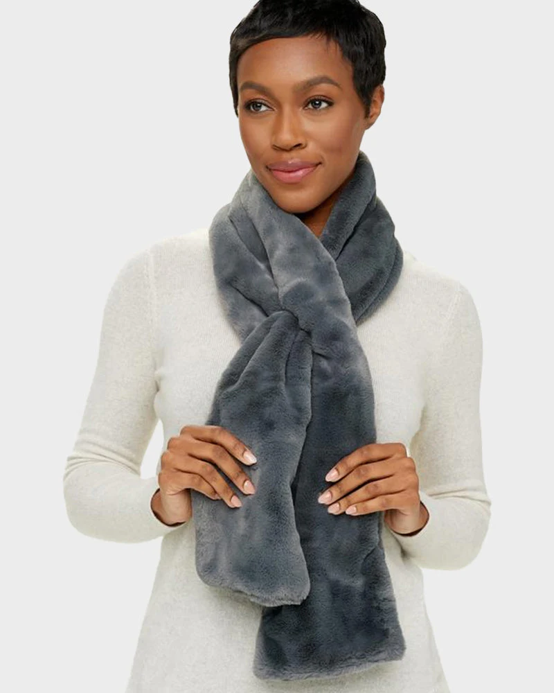 Faux Fur Pull-Through Scarf with Zipper Pocket - Image 4