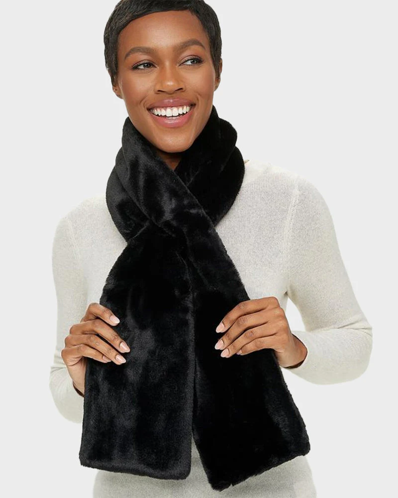 Faux Fur Pull-Through Scarf with Zipper Pocket - Image 5