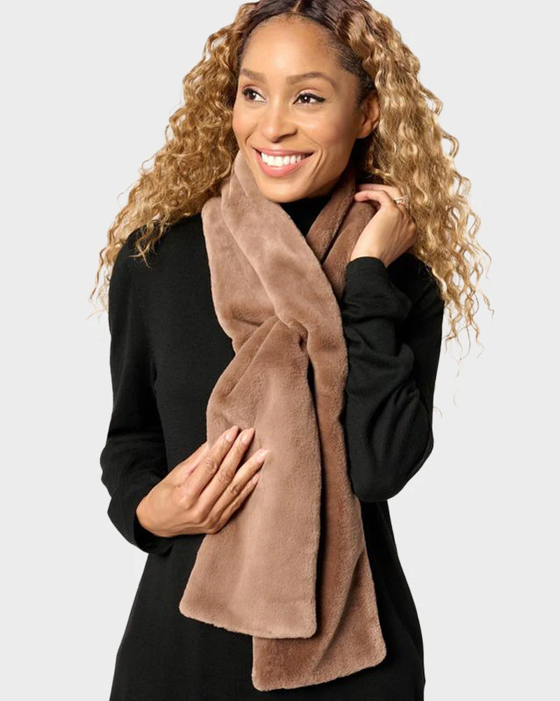 Faux Fur Pull-Through Scarf with Zipper Pocket - Image 8