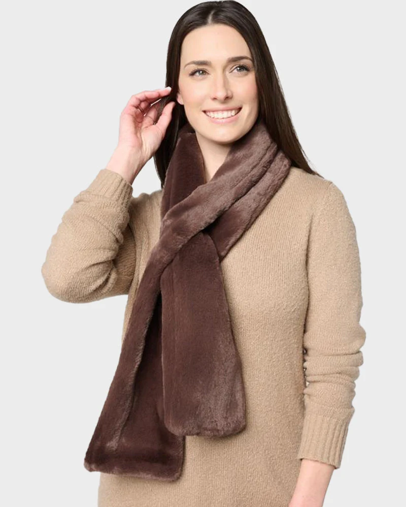 Faux Fur Pull-Through Scarf with Zipper Pocket - Image 9