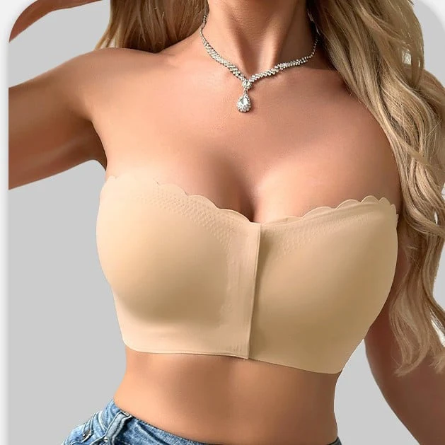 Seamless Front Closure Strapless Bandeau Bra - Image 2