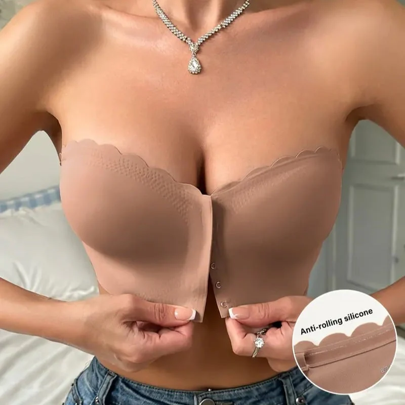 Seamless Front Closure Strapless Bandeau Bra - Image 4