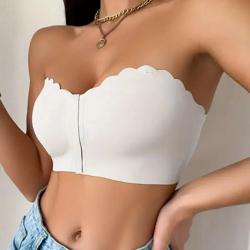 Seamless Front Closure Strapless Bandeau Bra - Image 7