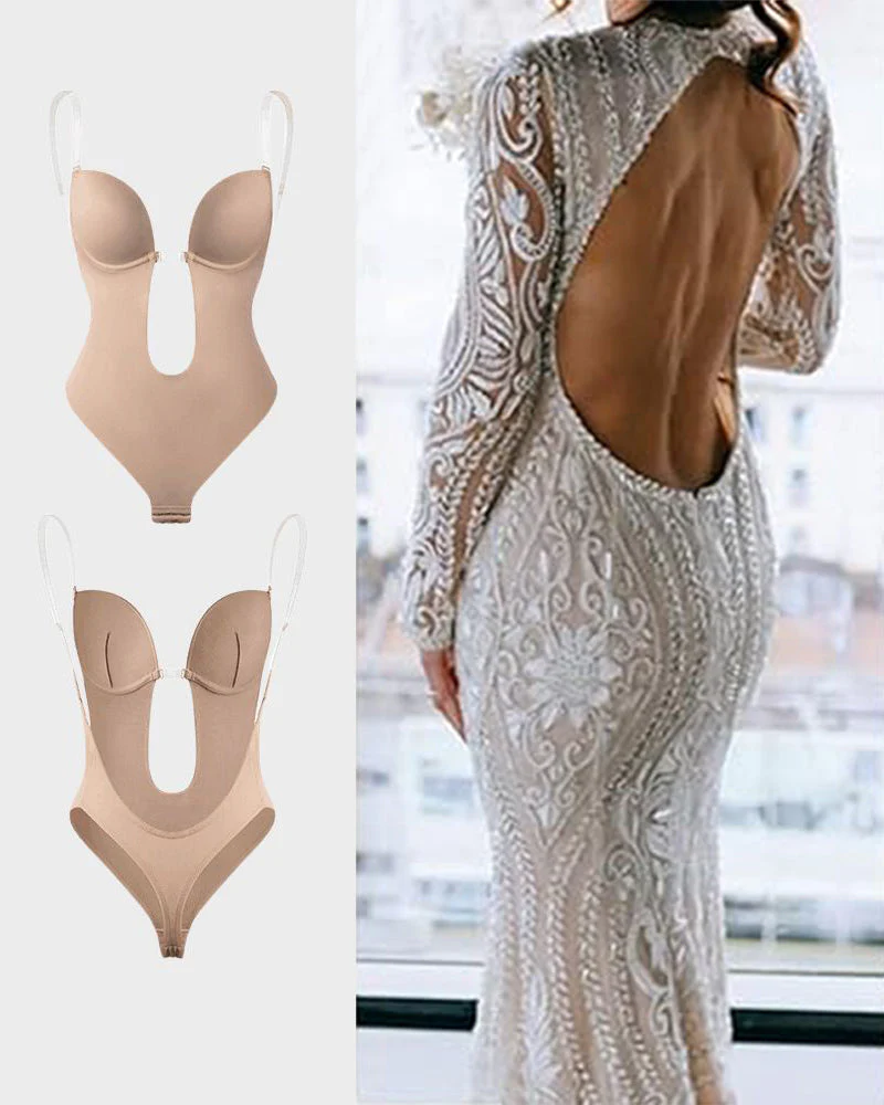 Strapless U Plunge Thong Bodysuit - Image 11