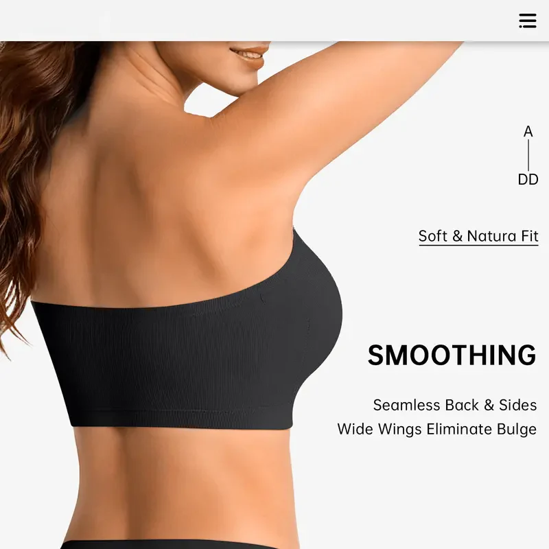 Non-Slip Bandeau Seamless Wireless Strapless Bra - Image 6
