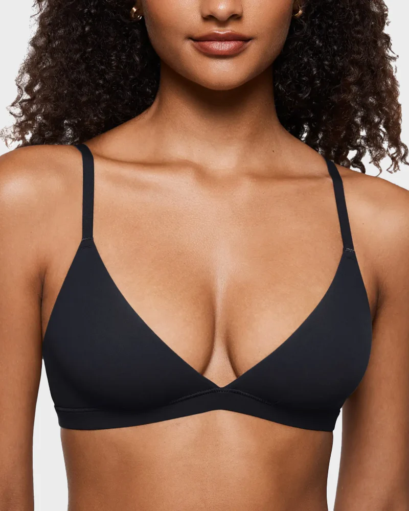 Triangle Bralette Unlined Seamless Deep V Wireless Bra - Image 3