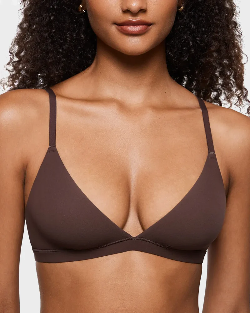 Triangle Bralette Unlined Seamless Deep V Wireless Bra - Image 4
