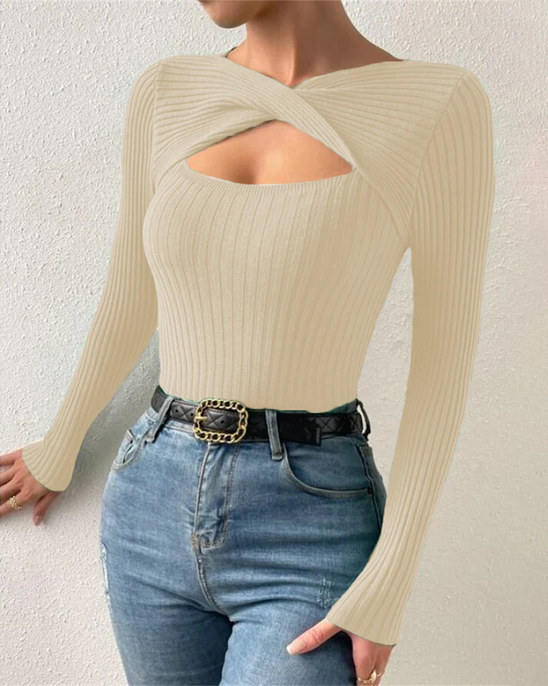 Twist Front Cutout Knit Sweater - Image 16