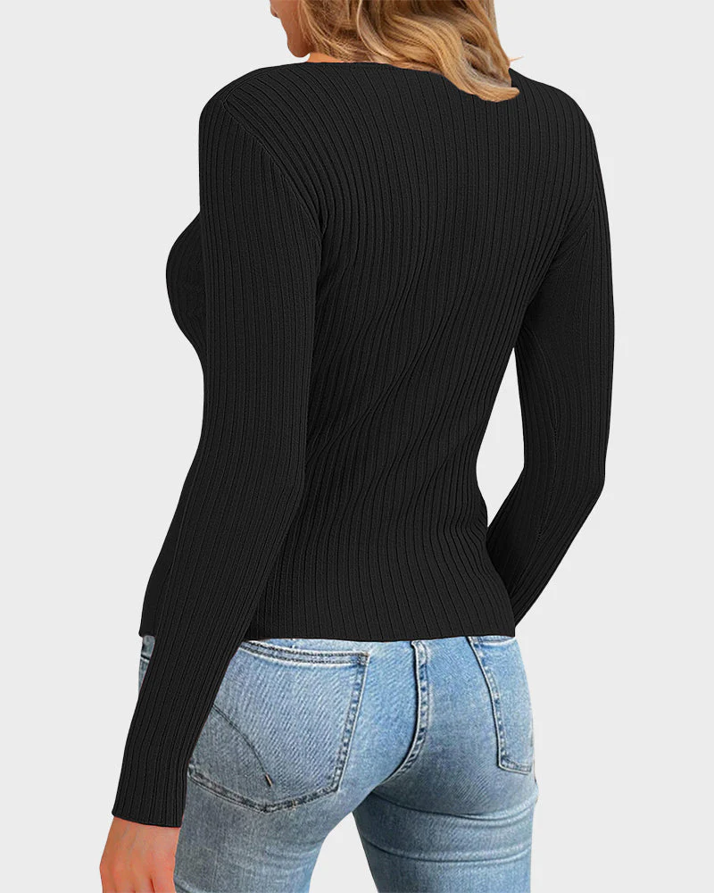 Twist Front Cutout Knit Sweater - Image 5