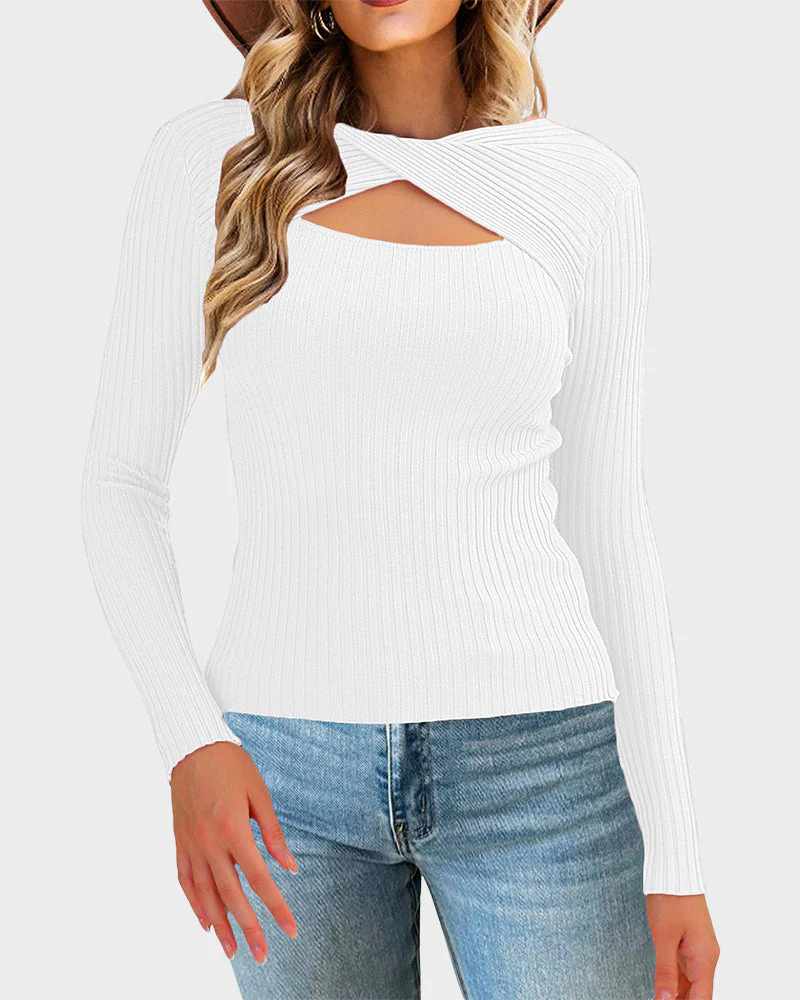 Twist Front Cutout Knit Sweater - Image 8