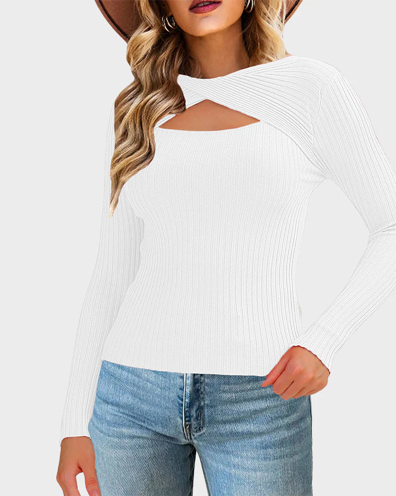 Twist Front Cutout Knit Sweater - Image 9