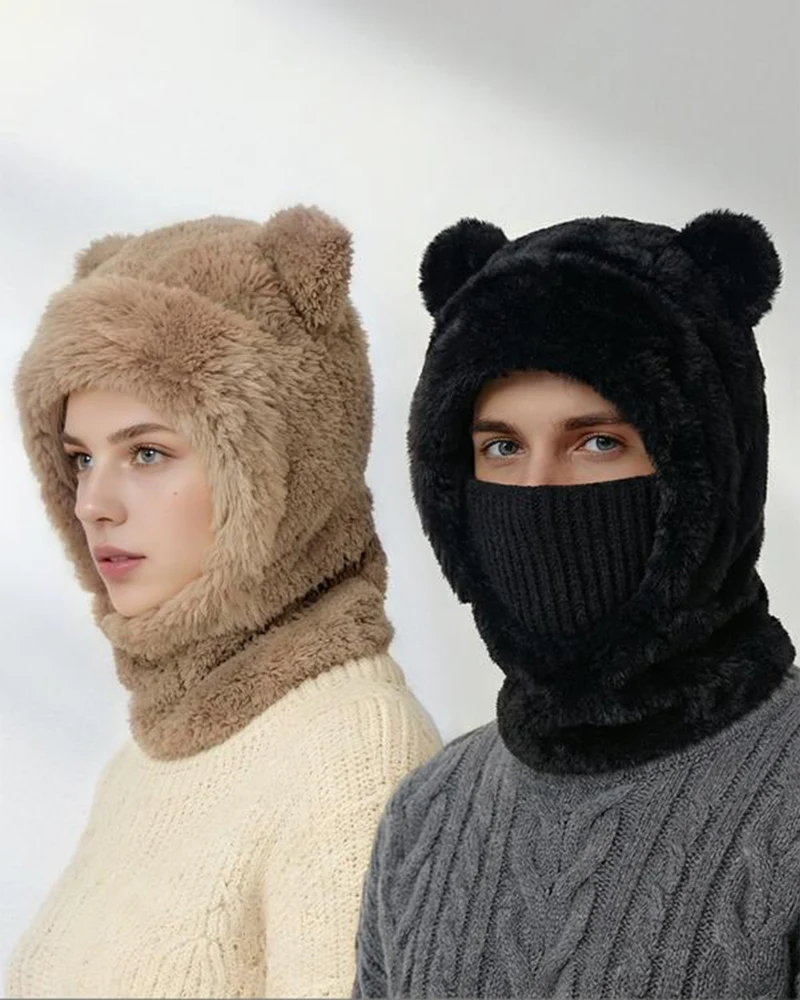 Unisex Windproof Thermal Hat with Cute Bear Ears - Image 3