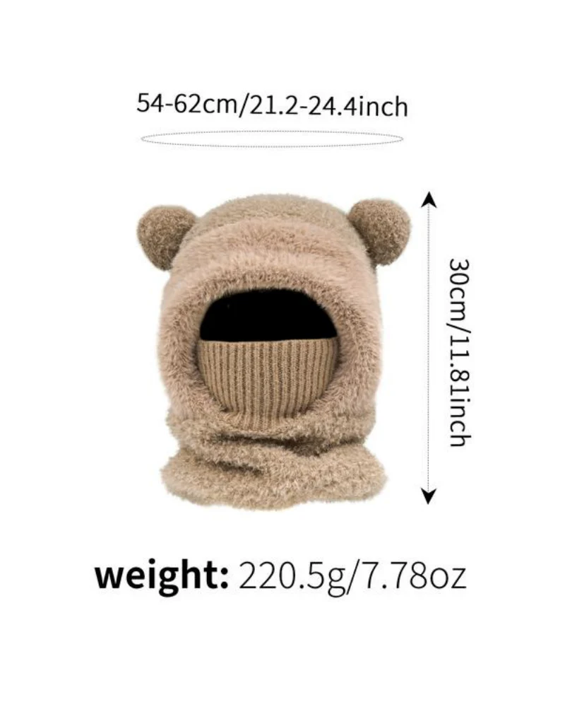 Unisex Windproof Thermal Hat with Cute Bear Ears - Image 6