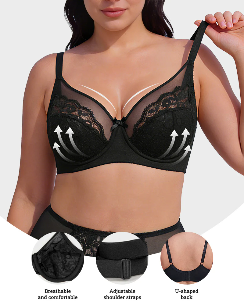 Floral Lace Minimizer Comfort Bra - Image 4