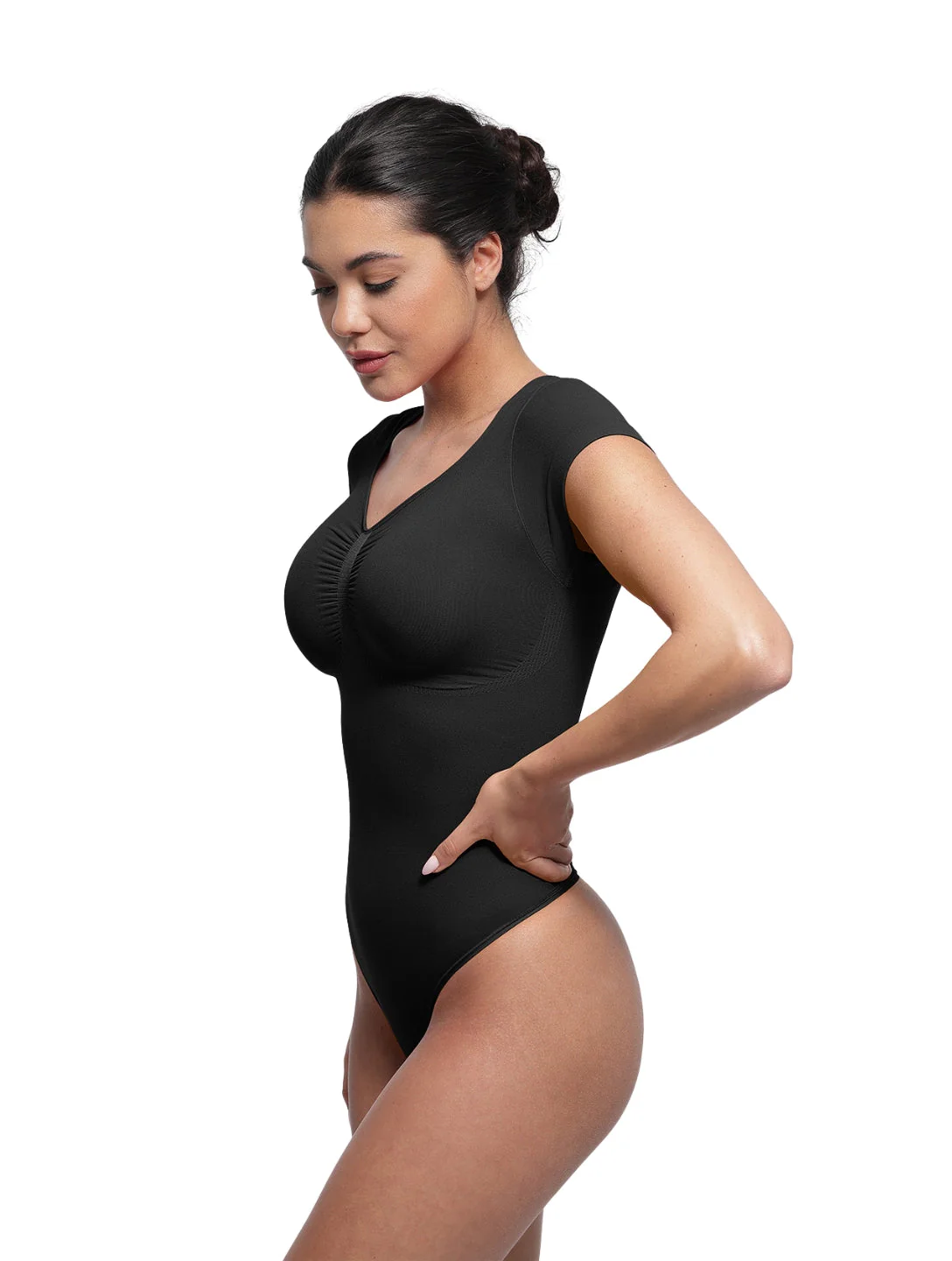 V-Neck Sculpting Tee Bodysuit - Image 15