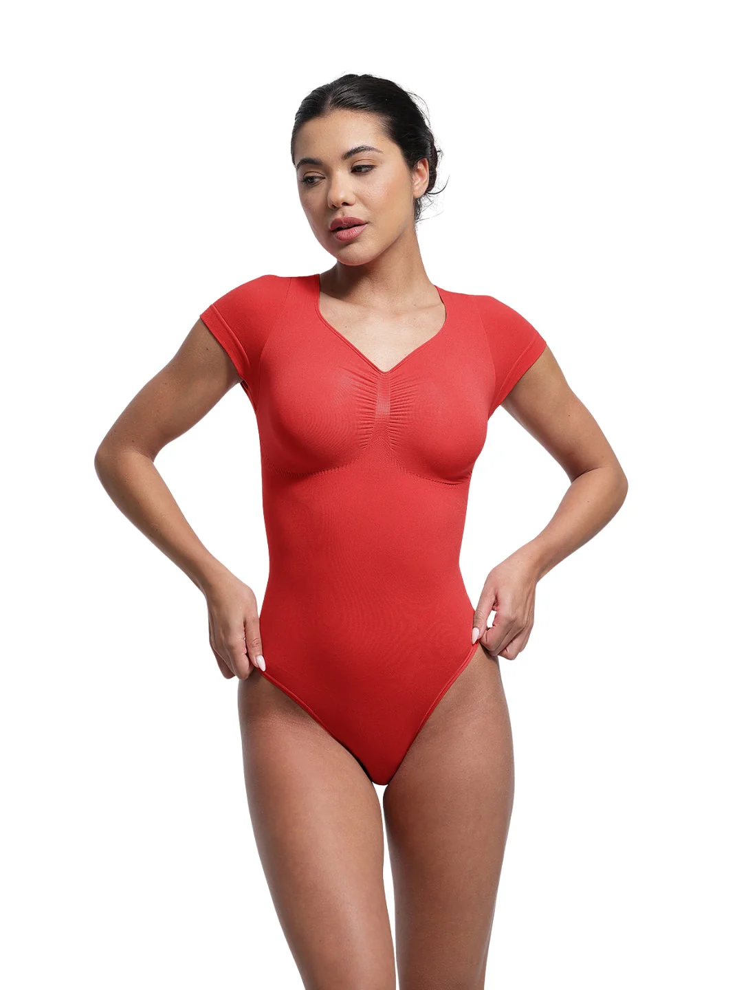 V-Neck Sculpting Tee Bodysuit - Image 19
