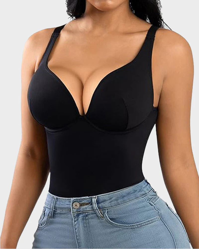 V Neck Tummy Control Thong Bodysuit Shapewear - Image 5