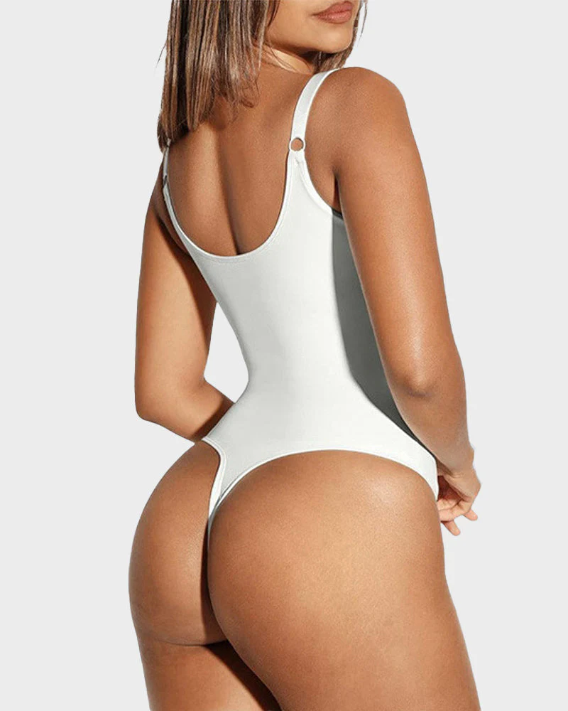 V Neck Tummy Control Thong Bodysuit Shapewear - Image 7