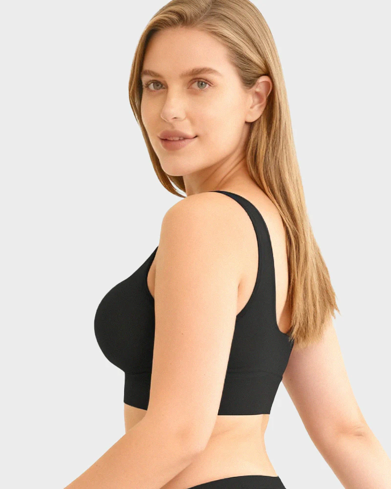 Wide Shoulder Strap Wireless T-Shirt Bra - Image 12