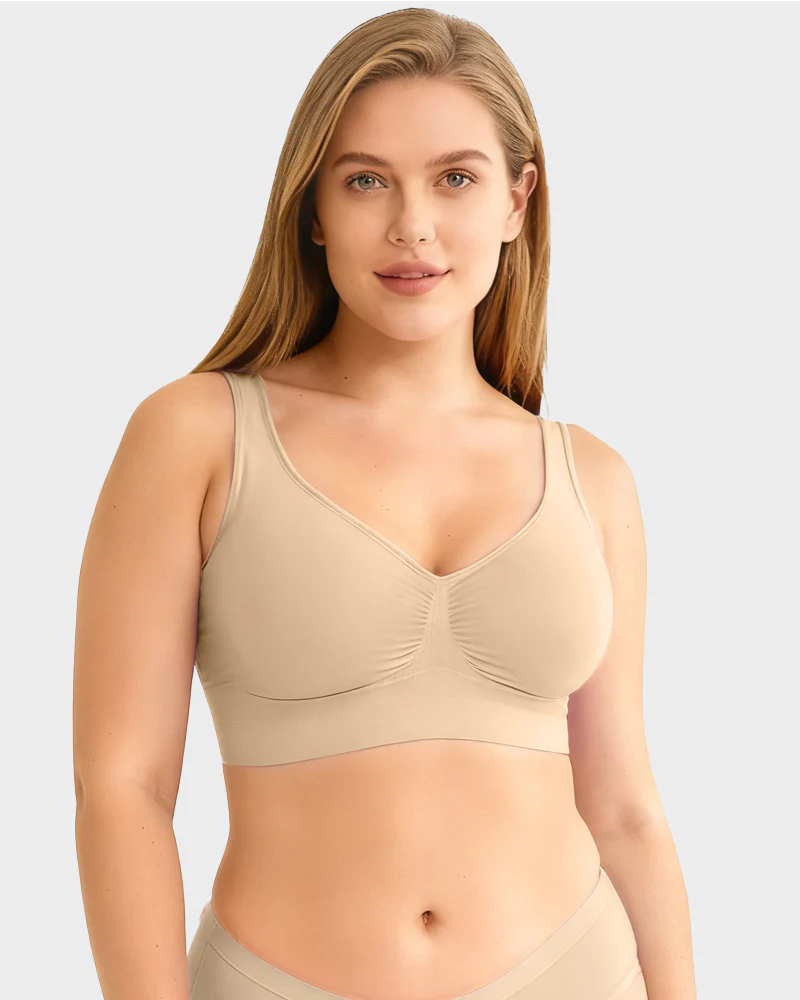 Wide Shoulder Strap Wireless T-Shirt Bra - Image 15