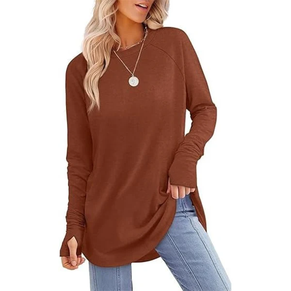Women's Thumbhole Round Neck Long Sleeve - Image 5