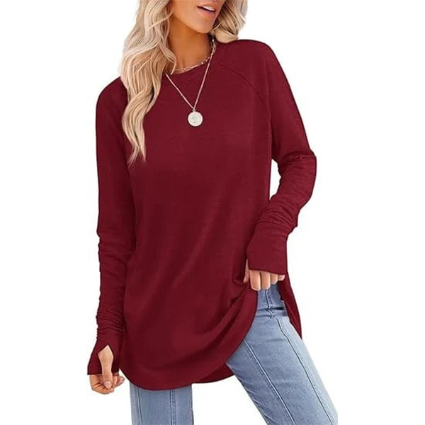 Women's Thumbhole Round Neck Long Sleeve - Image 6