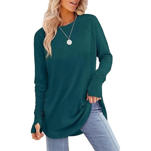 Women's Thumbhole Round Neck Long Sleeve - Image 8