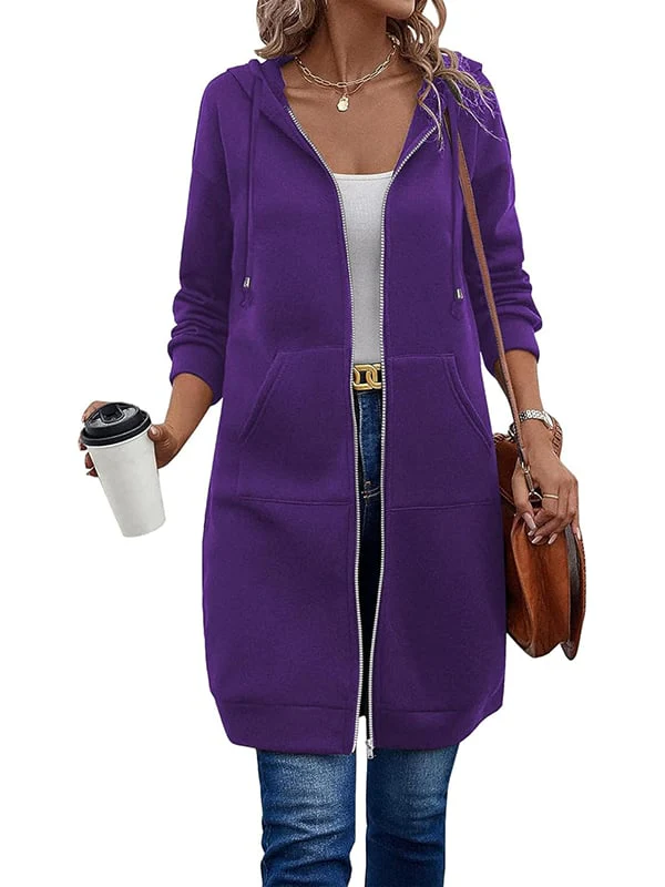 Women Casual Zip up Fleece Hoodies - Image 10